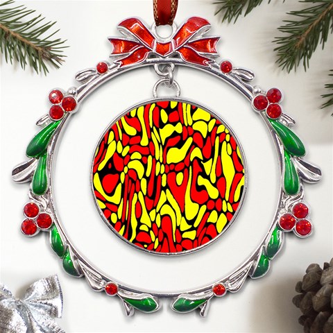 RBY 127 Metal X mas Wreath Ribbon Ornament from UrbanLoad.com Front