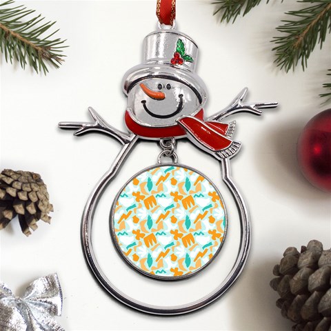 Design Pattern Seamless Tropical Metal Snowman Ornament from UrbanLoad.com Front
