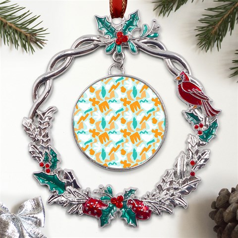 Design Pattern Seamless Tropical Metal X mas Wreath Holly leaf Ornament from UrbanLoad.com Front