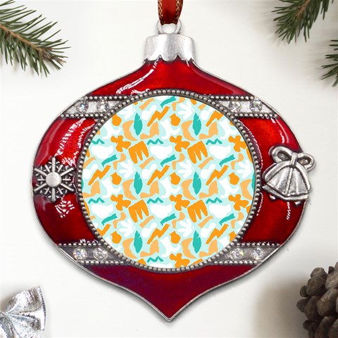 Design Pattern Seamless Tropical Metal Snowflake And Bell Red Ornament from UrbanLoad.com Front