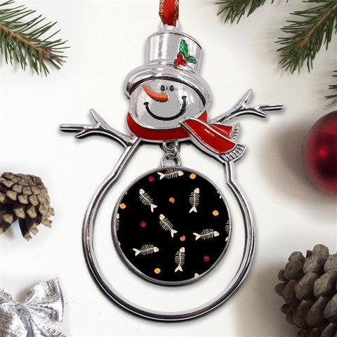 Pattern Design Seamless Fishbone Metal Snowman Ornament from UrbanLoad.com Front