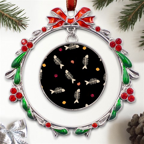 Pattern Design Seamless Fishbone Metal X mas Wreath Ribbon Ornament from UrbanLoad.com Front