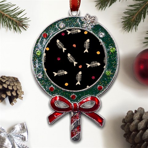 Pattern Design Seamless Fishbone Metal X Mas Lollipop with Crystal Ornament from UrbanLoad.com Front