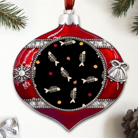 Pattern Design Seamless Fishbone Metal Snowflake And Bell Red Ornament from UrbanLoad.com Front