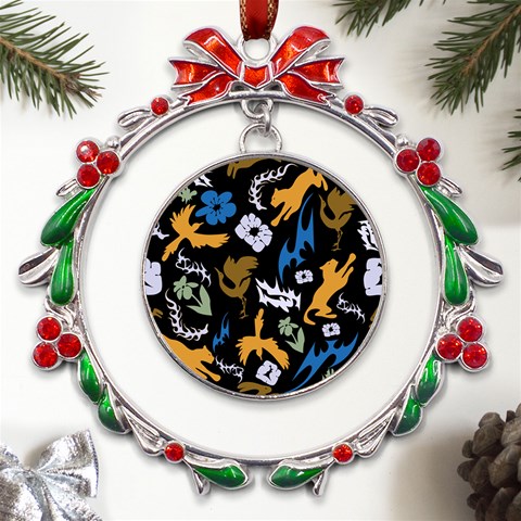 Pattern Design Seamless Texture Metal X mas Wreath Ribbon Ornament from UrbanLoad.com Front