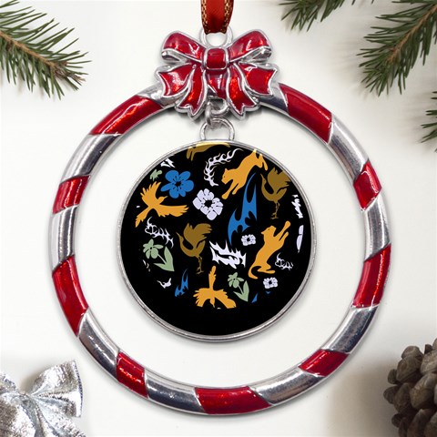 Pattern Design Seamless Texture Metal Red Ribbon Round Ornament from UrbanLoad.com Front