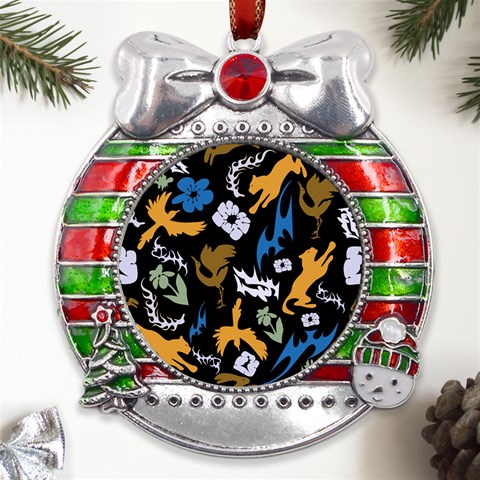 Pattern Design Seamless Texture Metal X Mas Ribbon With Red Crystal Round Ornament from UrbanLoad.com Front