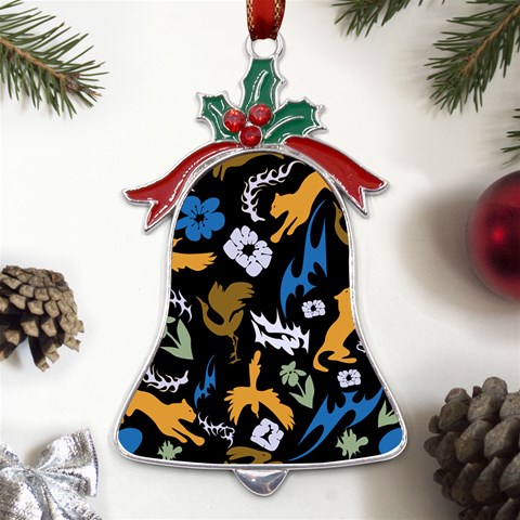Pattern Design Seamless Texture Metal Holly Leaf Bell Ornament from UrbanLoad.com Front