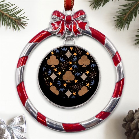 Seamless Pattern Repeat Repetition Metal Red Ribbon Round Ornament from UrbanLoad.com Front