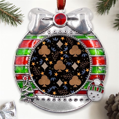 Seamless Pattern Repeat Repetition Metal X Mas Ribbon With Red Crystal Round Ornament from UrbanLoad.com Front