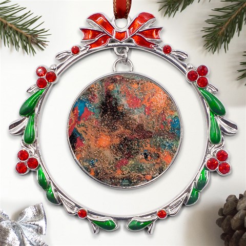 abstraction 22 Metal X mas Wreath Ribbon Ornament from UrbanLoad.com Front