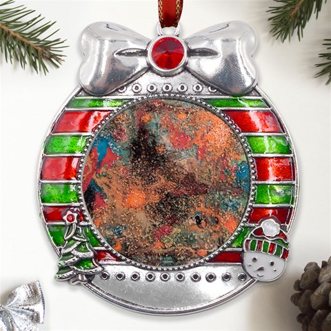 abstraction 22 Metal X Mas Ribbon With Red Crystal Round Ornament from UrbanLoad.com Front