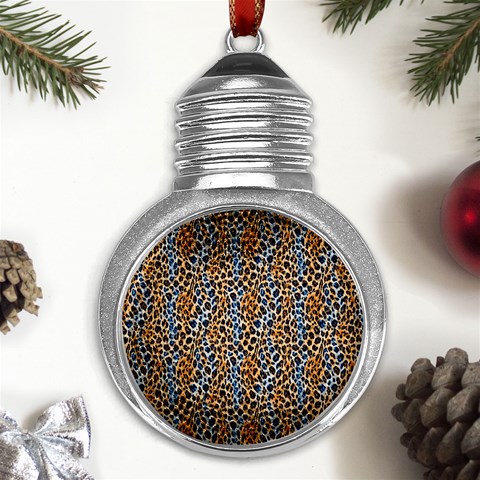Blue Brown Leopard Metal Light Bulb Shape Ornament from UrbanLoad.com Front