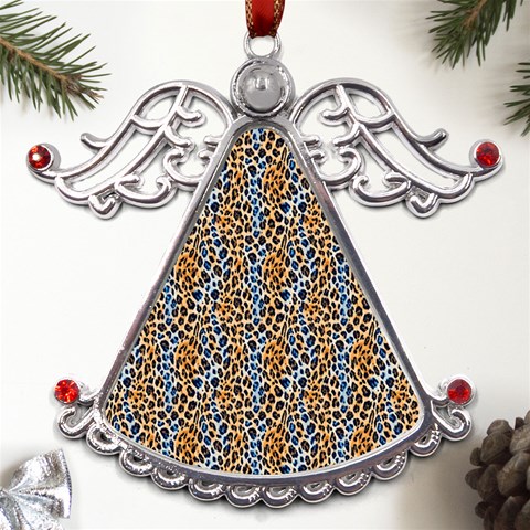 Blue Brown Leopard Metal Angel with Crystal Ornament from UrbanLoad.com Front