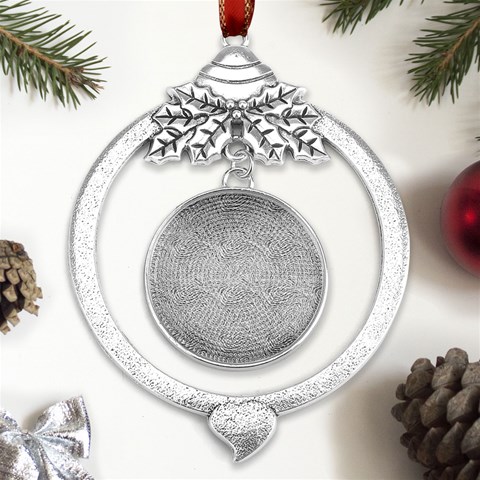 Light Grey Snake Metal Silver X mas Leaves Round Ornament from UrbanLoad.com Front