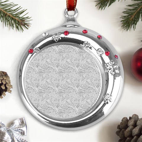 Light Grey Snake Metal Snowflake Red Crystal Round Ornament from UrbanLoad.com Front