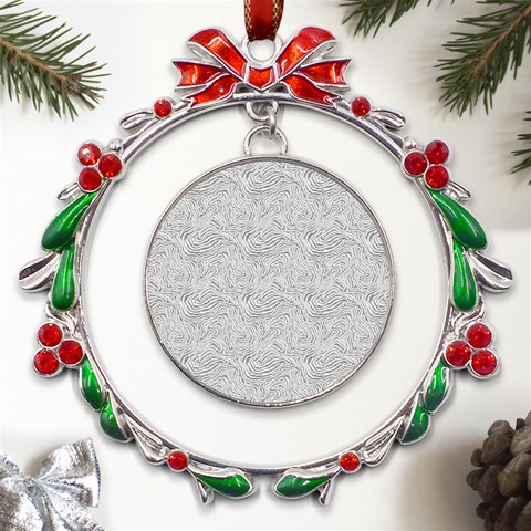 Light Grey Snake Metal X mas Wreath Ribbon Ornament from UrbanLoad.com Front