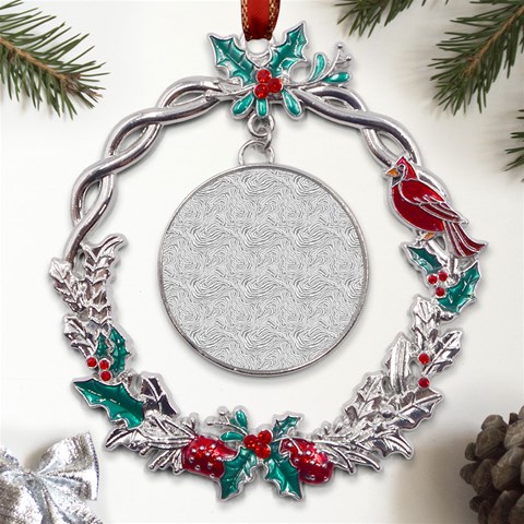 Light Grey Snake Metal X mas Wreath Holly leaf Ornament from UrbanLoad.com Front