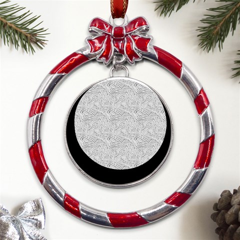 Light Grey Snake Metal Red Ribbon Round Ornament from UrbanLoad.com Front
