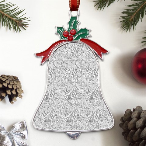 Light Grey Snake Metal Holly Leaf Bell Ornament from UrbanLoad.com Front