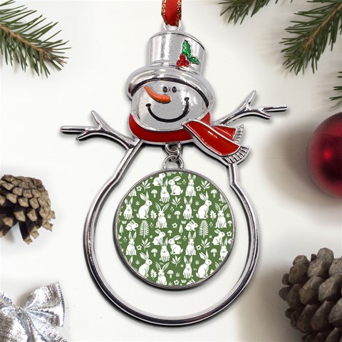 Easter bunny pattern Metal Snowman Ornament from UrbanLoad.com Front