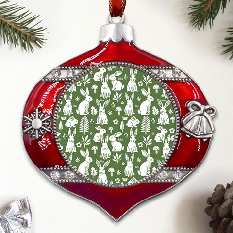Easter bunny pattern Metal Snowflake And Bell Red Ornament from UrbanLoad.com Front