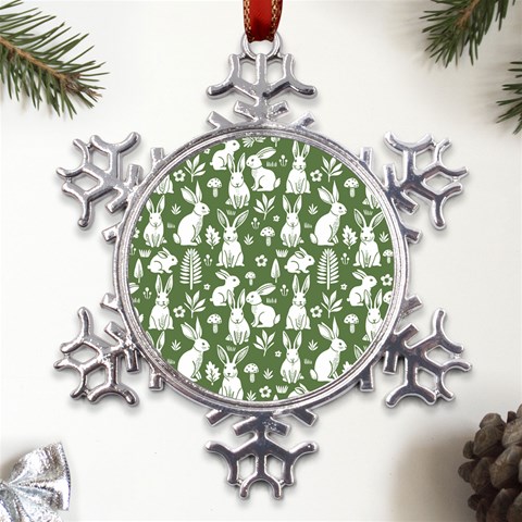 Easter bunny pattern Metal Large Snowflake Ornament from UrbanLoad.com Front