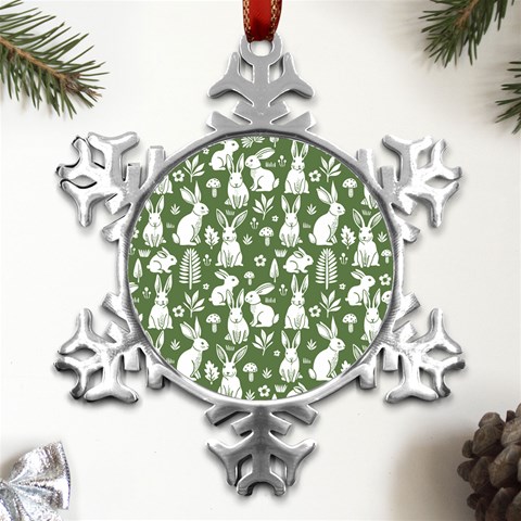 Easter bunny pattern Metal Small Snowflake Ornament from UrbanLoad.com Front