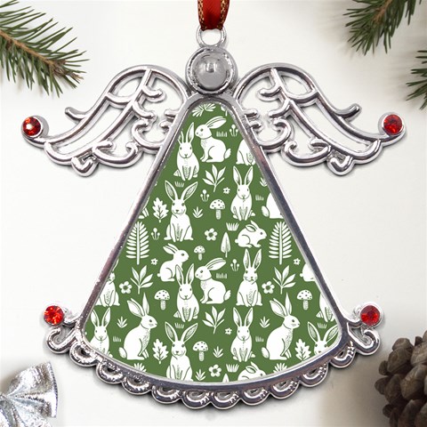 Easter bunny pattern Metal Angel with Crystal Ornament from UrbanLoad.com Front