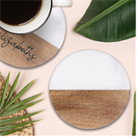 Easter bunny pattern Classic Marble Wood Coaster (Round) 