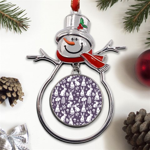 Easter bunny pattern Metal Snowman Ornament from UrbanLoad.com Front