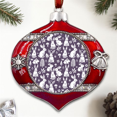 Easter bunny pattern Metal Snowflake And Bell Red Ornament from UrbanLoad.com Front