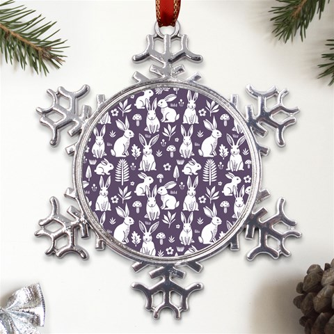 Easter bunny pattern Metal Large Snowflake Ornament from UrbanLoad.com Front