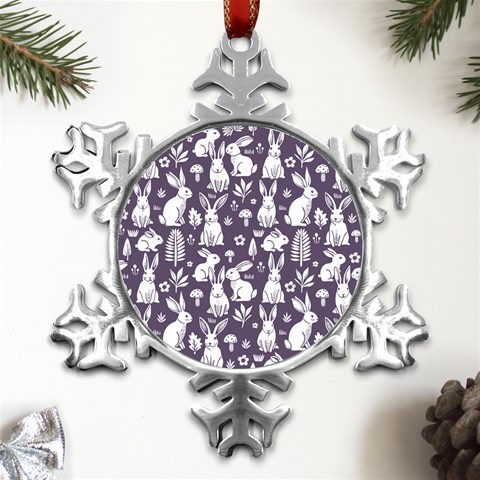 Easter bunny pattern Metal Small Snowflake Ornament from UrbanLoad.com Front