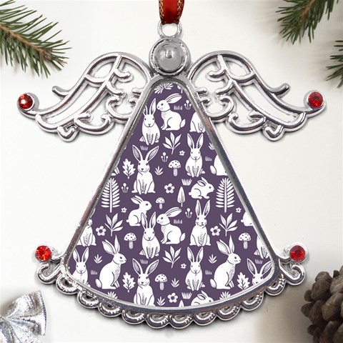 Easter bunny pattern Metal Angel with Crystal Ornament from UrbanLoad.com Front