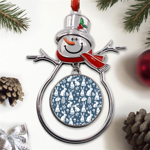 Easter bunny pattern Metal Snowman Ornament from UrbanLoad.com Front