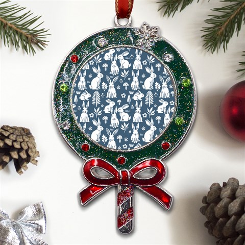 Easter bunny pattern Metal X Mas Lollipop with Crystal Ornament from UrbanLoad.com Front