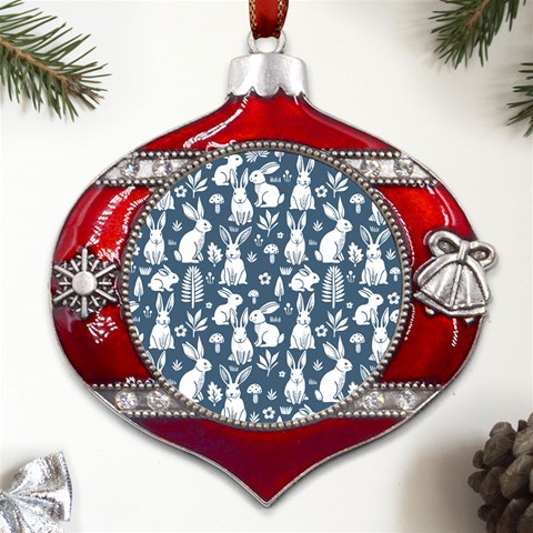Easter bunny pattern Metal Snowflake And Bell Red Ornament from UrbanLoad.com Front