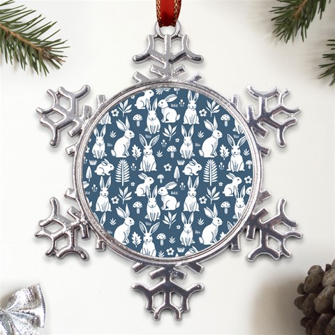 Easter bunny pattern Metal Large Snowflake Ornament from UrbanLoad.com Front