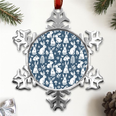 Easter bunny pattern Metal Small Snowflake Ornament from UrbanLoad.com Front