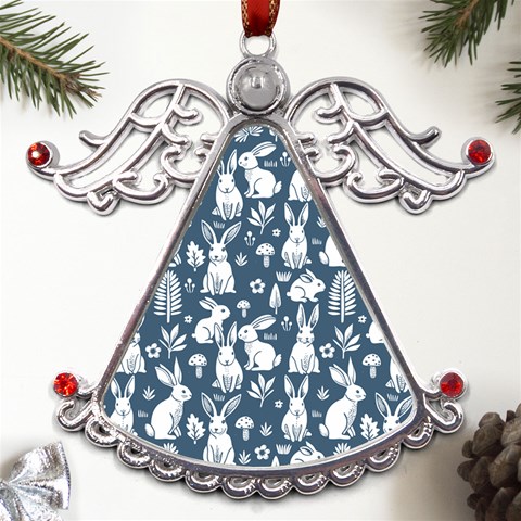 Easter bunny pattern Metal Angel with Crystal Ornament from UrbanLoad.com Front