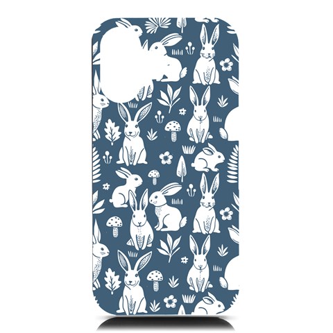 Easter bunny pattern iPhone 16 Black UV Print PC Hardshell Case from UrbanLoad.com Front