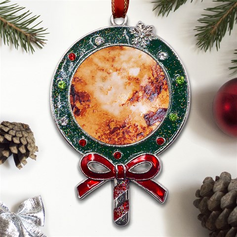 Burnt paper texture print design Metal X Mas Lollipop with Crystal Ornament from UrbanLoad.com Front