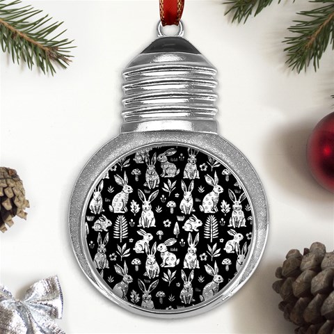 Easter bunny pattern Metal Light Bulb Shape Ornament from UrbanLoad.com Front
