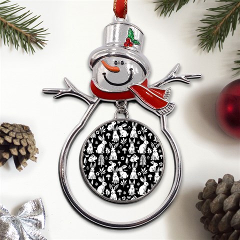Easter bunny pattern Metal Snowman Ornament from UrbanLoad.com Front