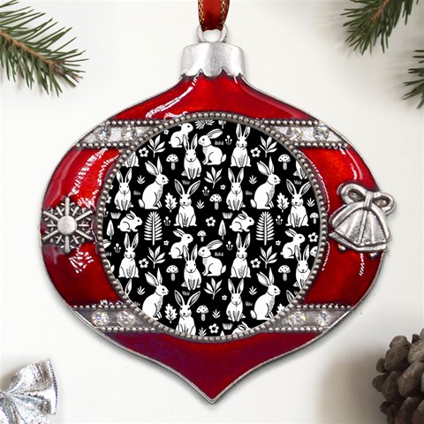 Easter bunny pattern Metal Snowflake And Bell Red Ornament from UrbanLoad.com Front