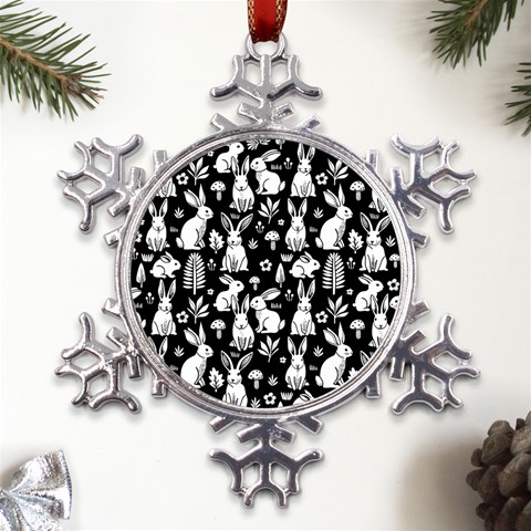 Easter bunny pattern Metal Large Snowflake Ornament from UrbanLoad.com Front