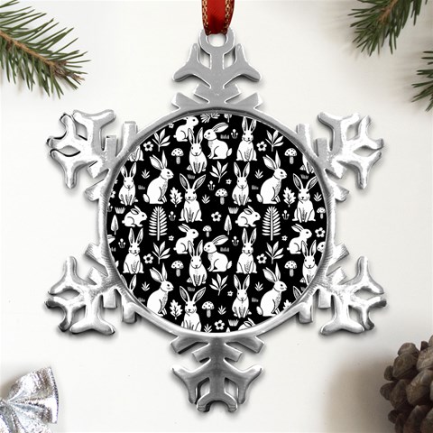 Easter bunny pattern Metal Small Snowflake Ornament from UrbanLoad.com Front