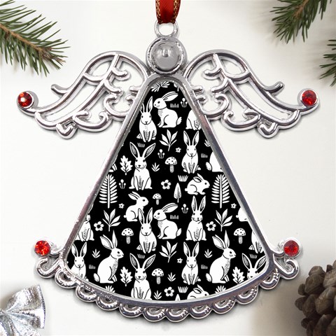 Easter bunny pattern Metal Angel with Crystal Ornament from UrbanLoad.com Front