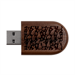 Easter bunny pattern Wood Oval USB Flash Drive